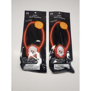 Glow Skull Necklace Easy to Activate Glows for Hours 2 Pack